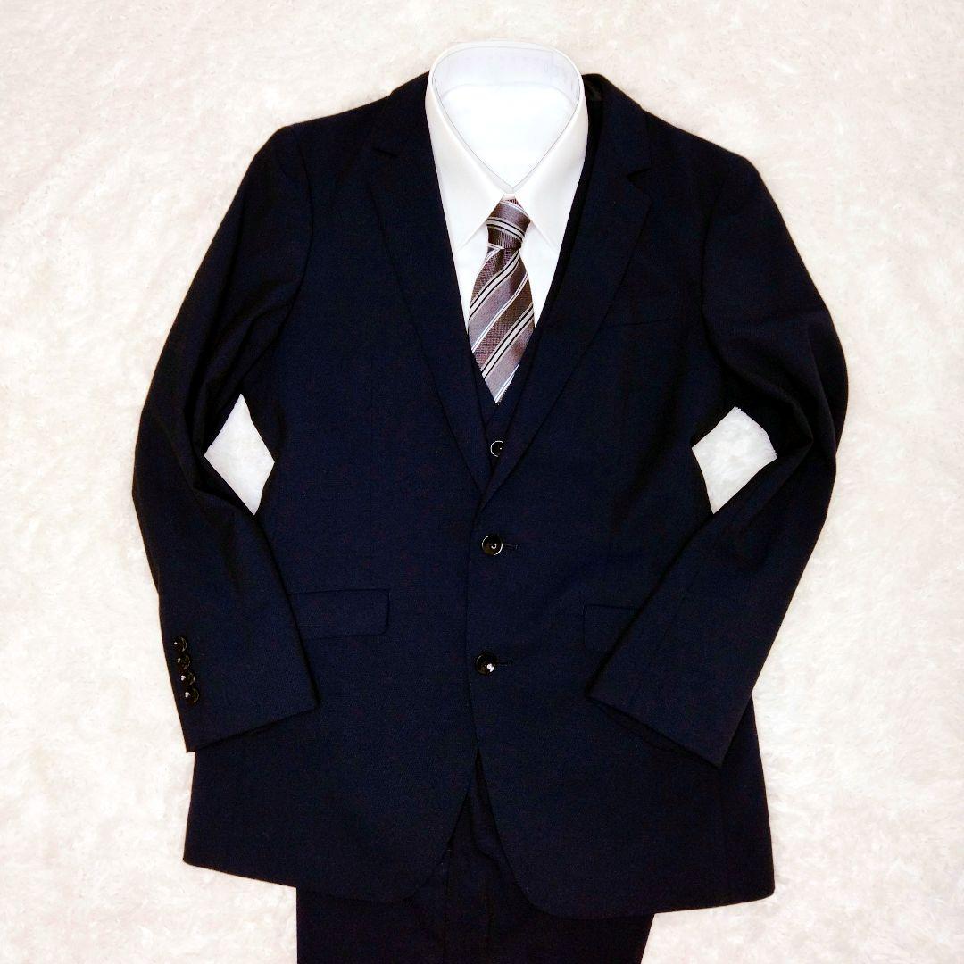 【美品】SUIT SELECT スーツセレクト スリーピース ネイビー 背抜き