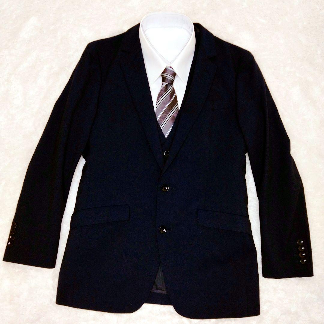 【美品】SUIT SELECT スーツセレクト スリーピース ネイビー 背抜き
