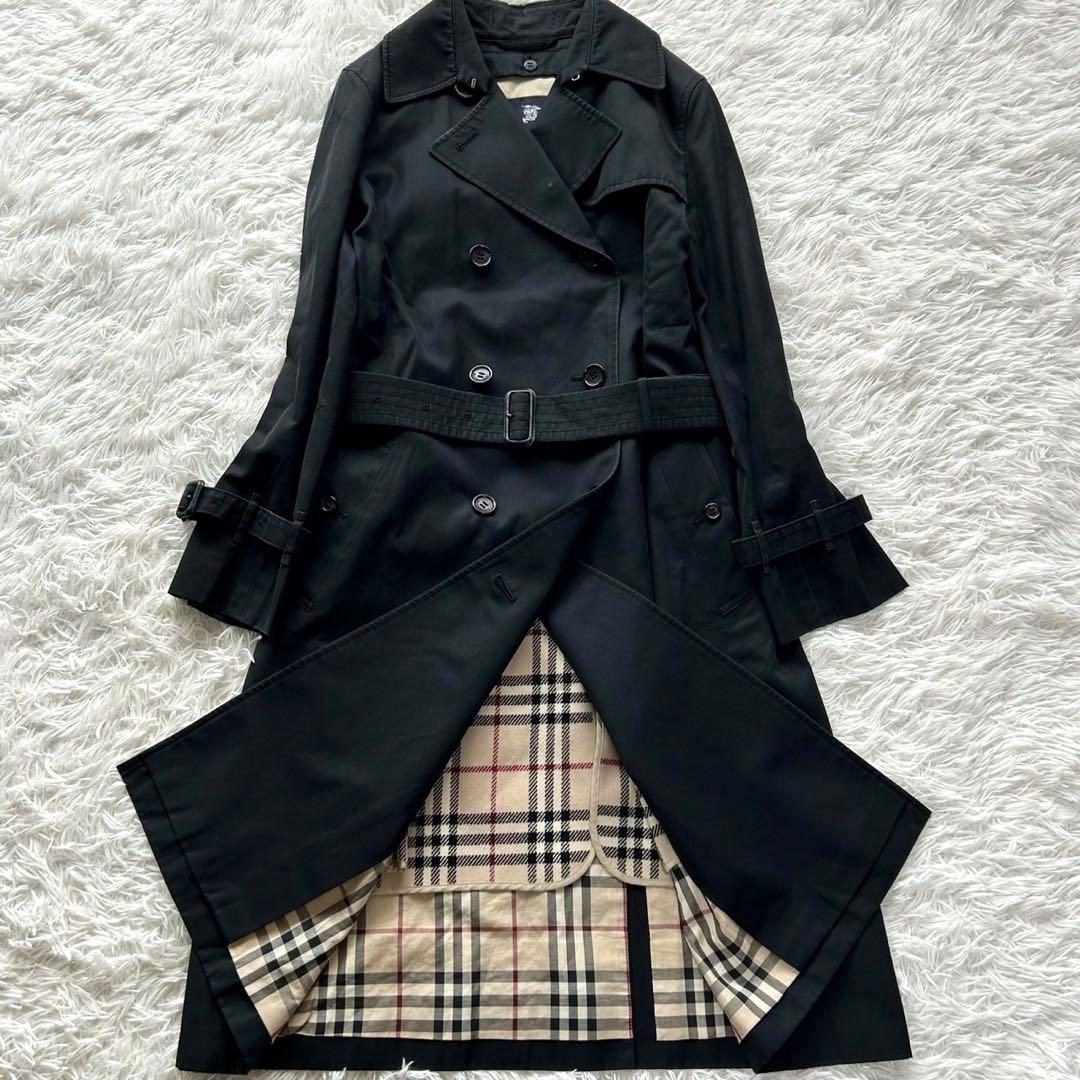【美品】バーバリーロンドン　トレンチコート　ライナー付き　ロング丈　ブラック　M
