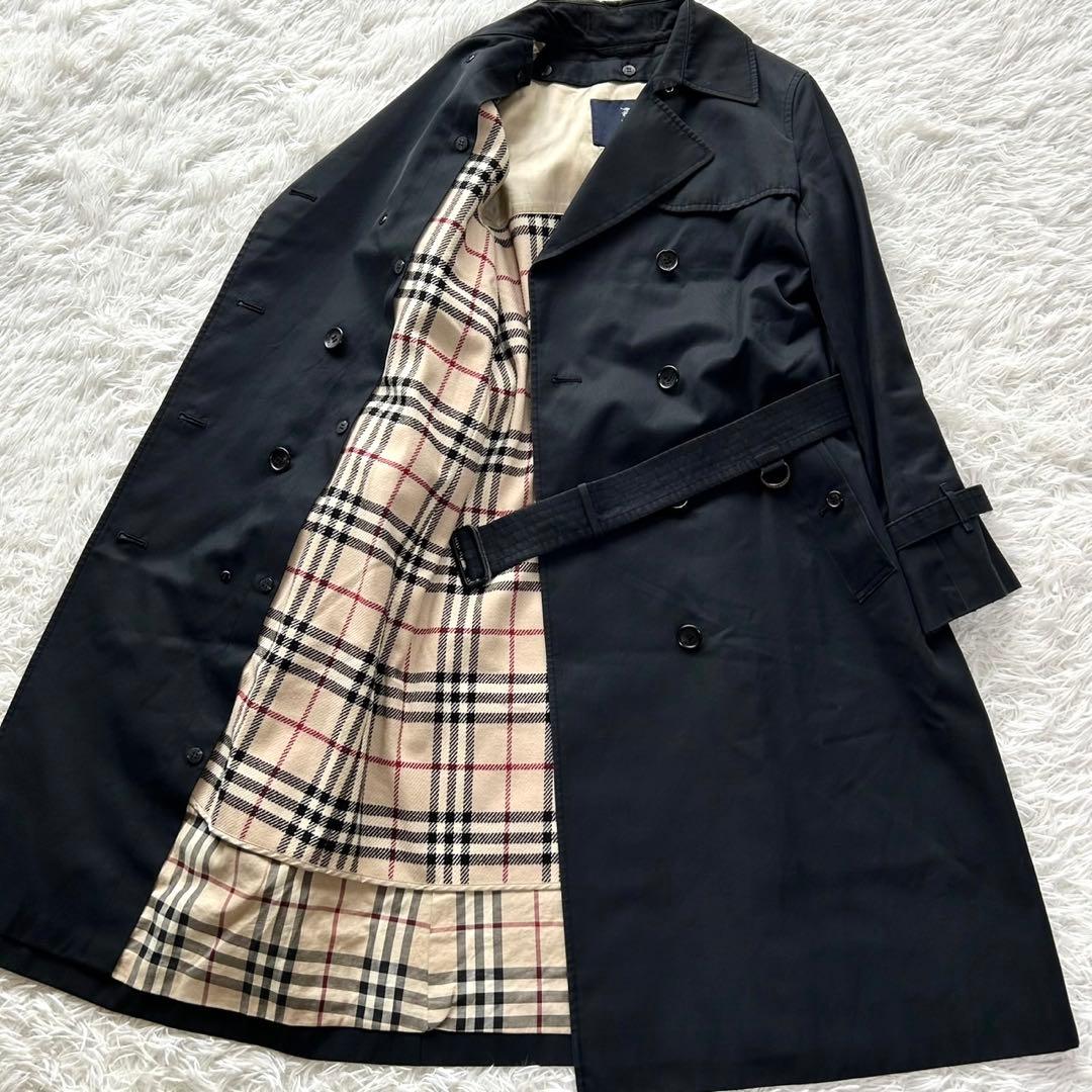 【美品】バーバリーロンドン　トレンチコート　ライナー付き　ロング丈　ブラック　M