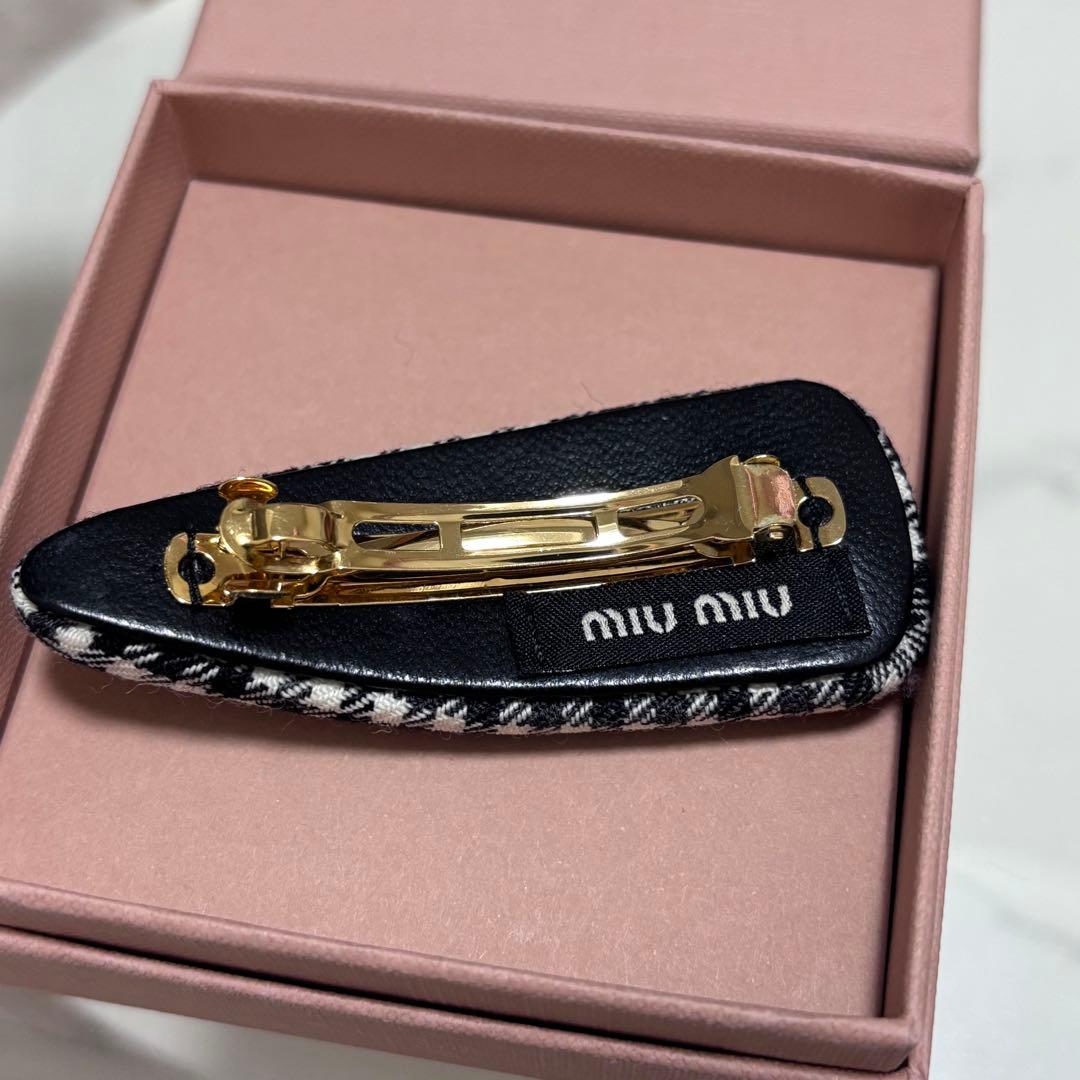 【正規品】miumiu ヘアピン ギンガム バレッタ 美品