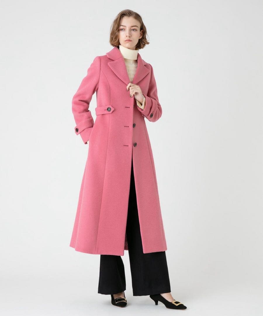ルルウィルビー　ダブルビーバーロングコート　ピンク
