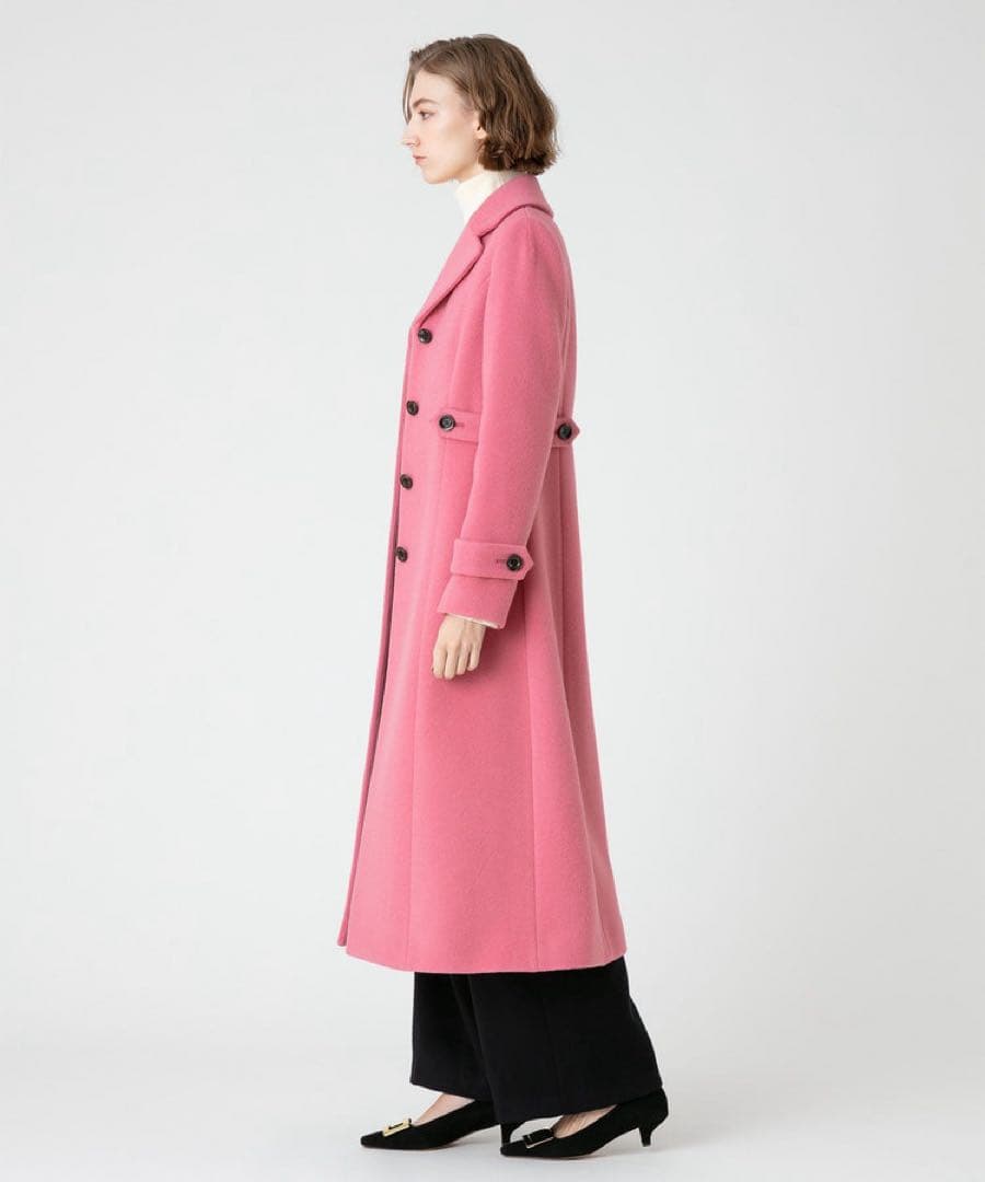 ルルウィルビー　ダブルビーバーロングコート　ピンク