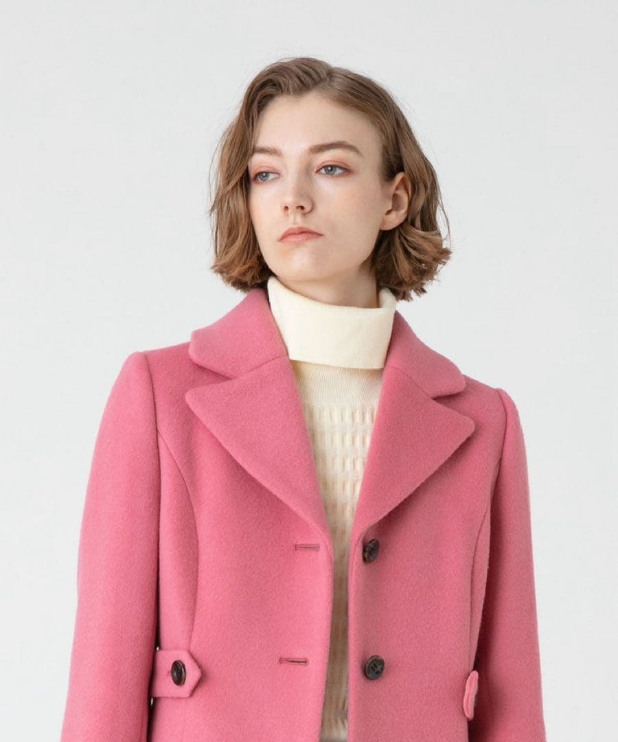 ルルウィルビー　ダブルビーバーロングコート　ピンク