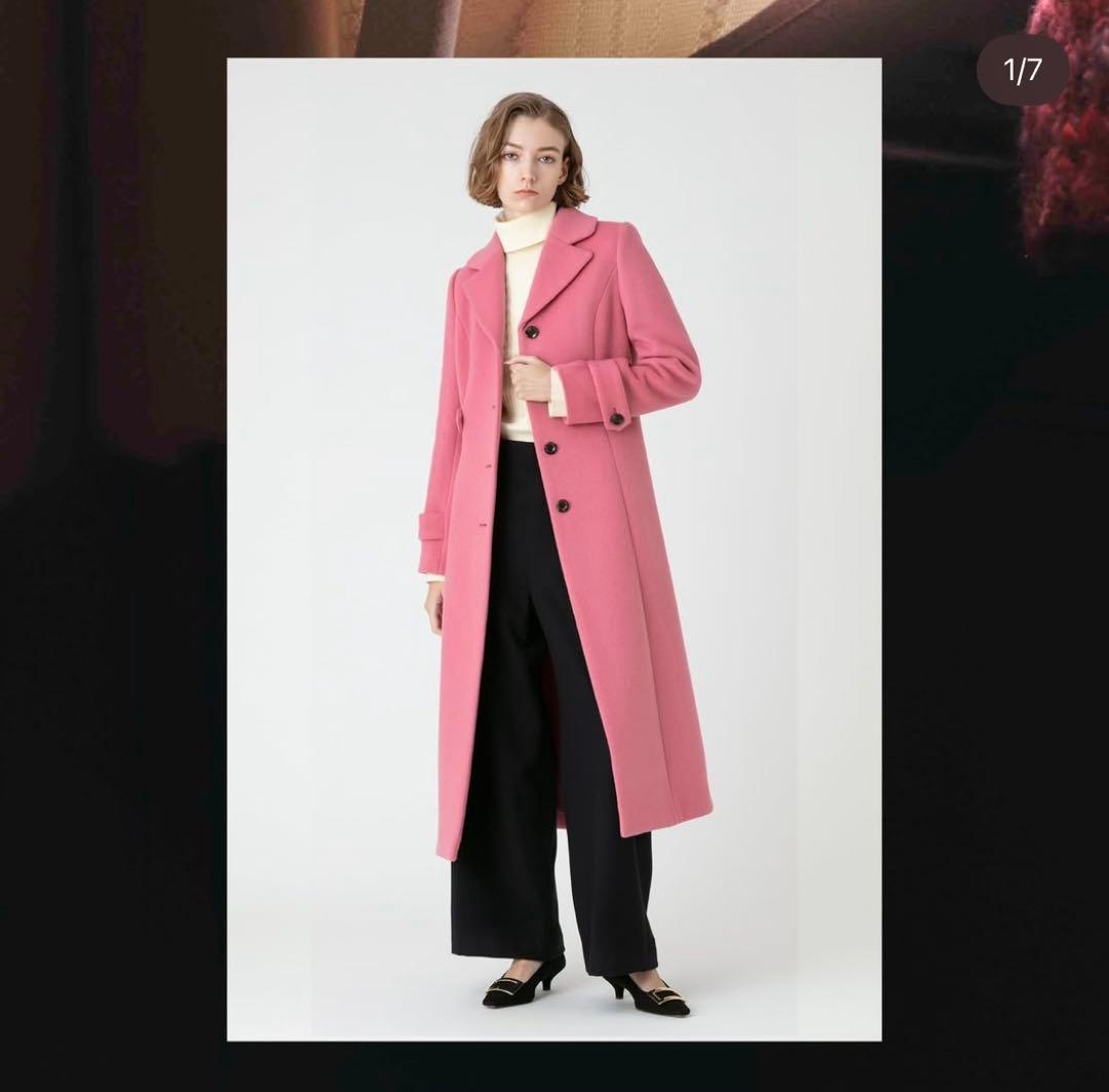 ルルウィルビー　ダブルビーバーロングコート　ピンク