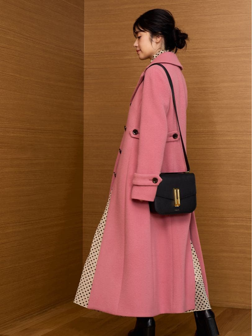 ルルウィルビー　ダブルビーバーロングコート　ピンク