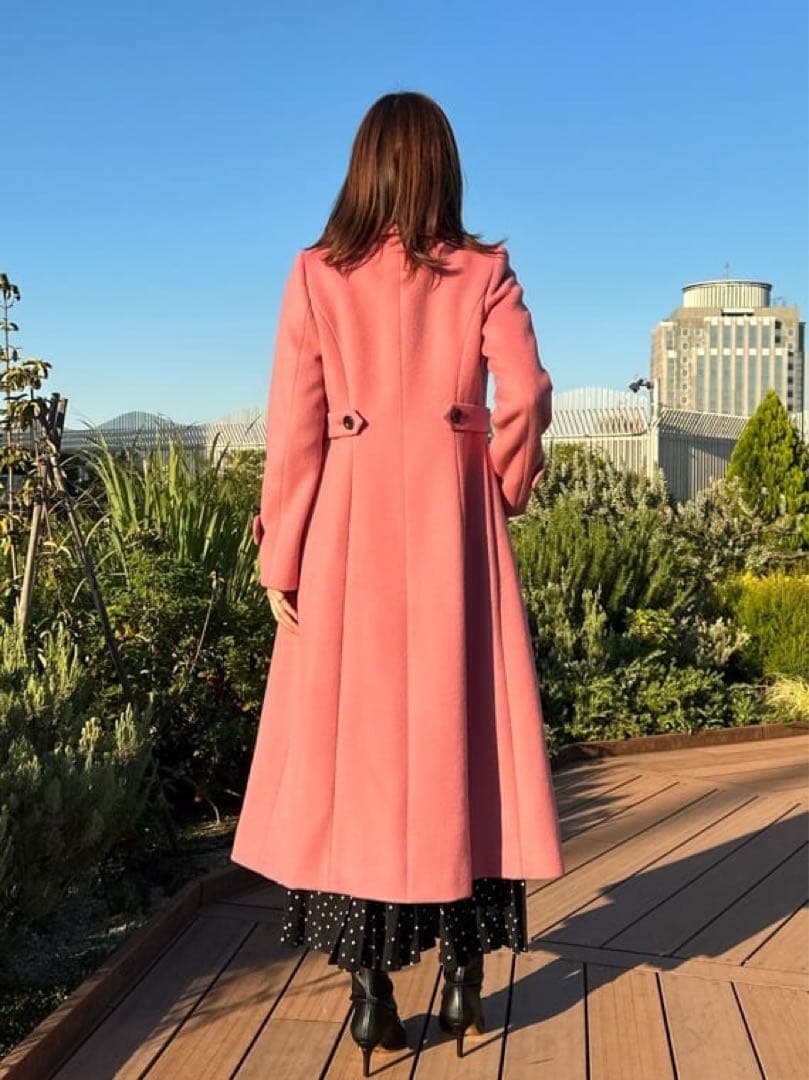 ルルウィルビー　ダブルビーバーロングコート　ピンク