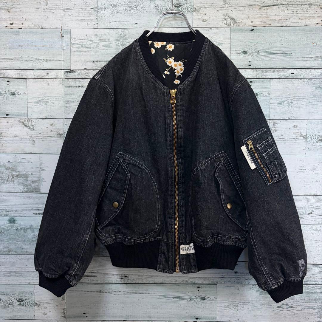 ☆希少☆ピンクハウス　MA-1中綿ジャケットブルゾン　バッグプリント　デニム