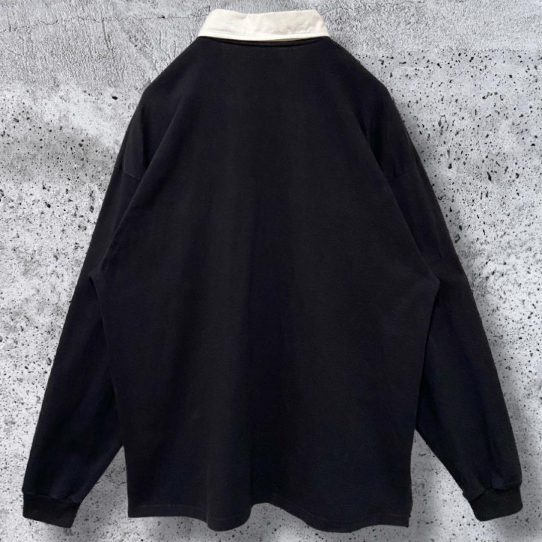 【ロゴ刺繍】DESCENDANT 長袖 ポロシャツ 黒 サイズ② XL相当 窪塚