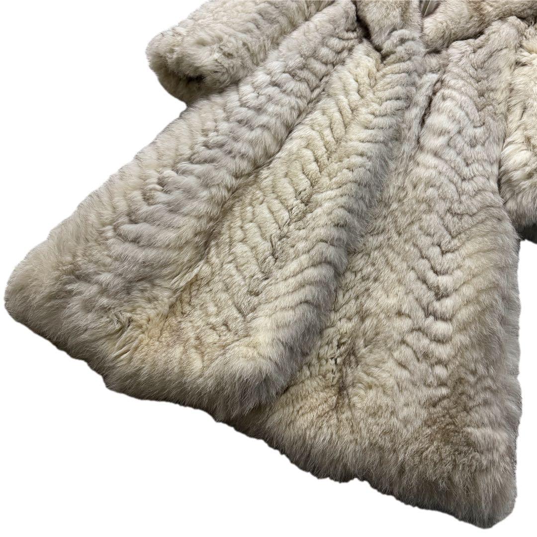 総丈112cm　エンバ　ブルーフォックス　ロング丈　リアルファーコート　L相当