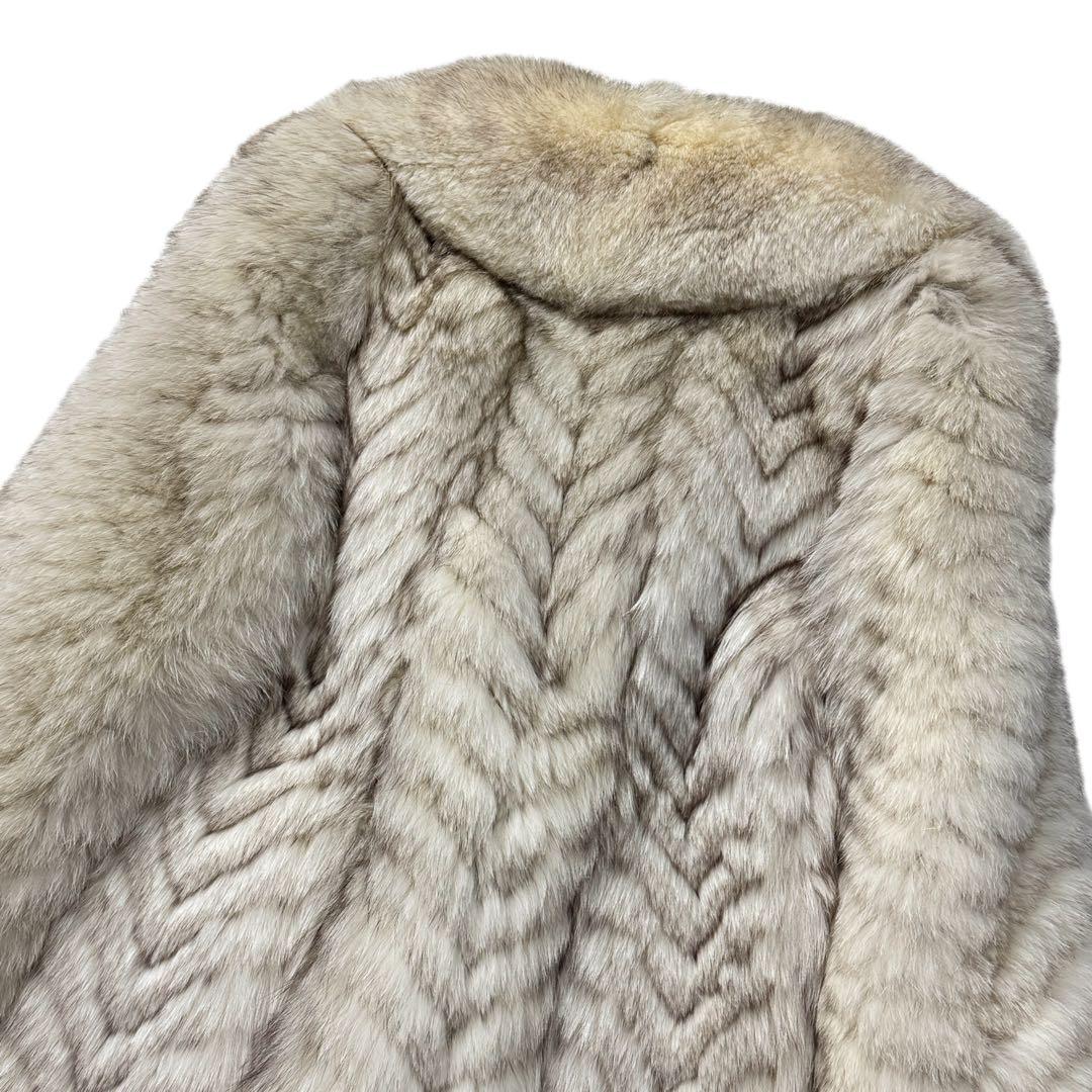 総丈112cm　エンバ　ブルーフォックス　ロング丈　リアルファーコート　L相当