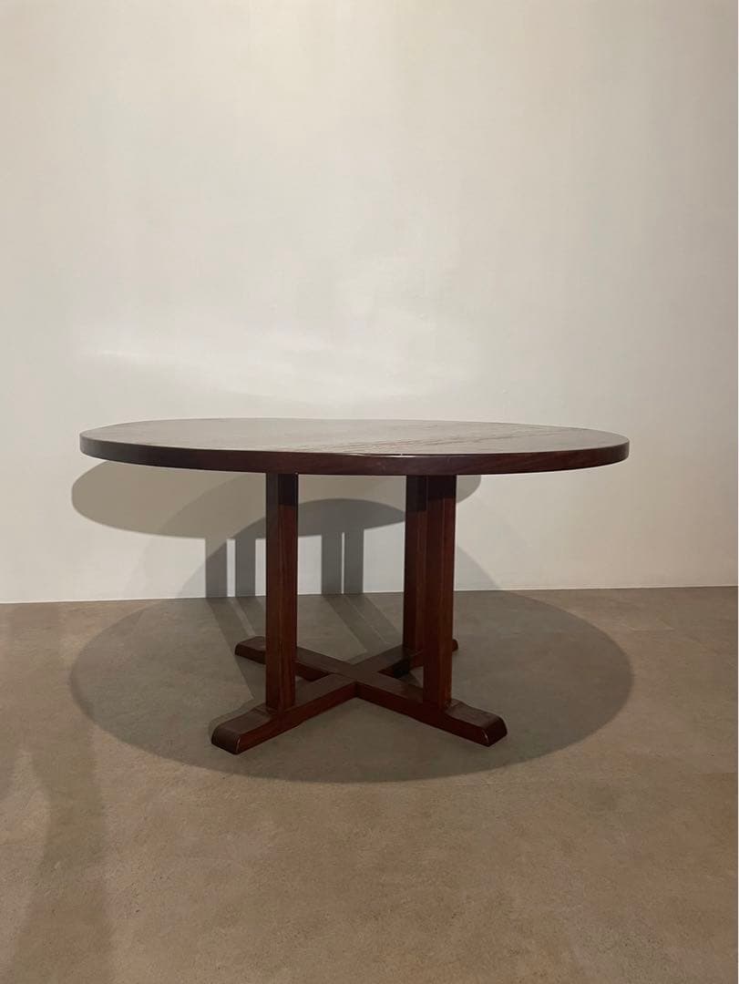 円形木製テーブル ちゃぶ台　ダークブラウン