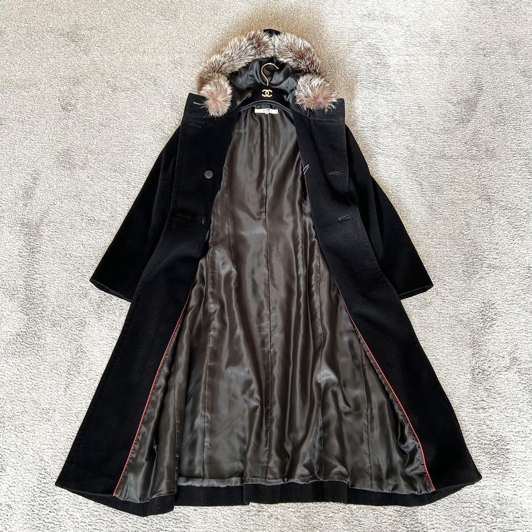 23区 オンワード樫山 フォックスファー ロングコート フーデッド 美品