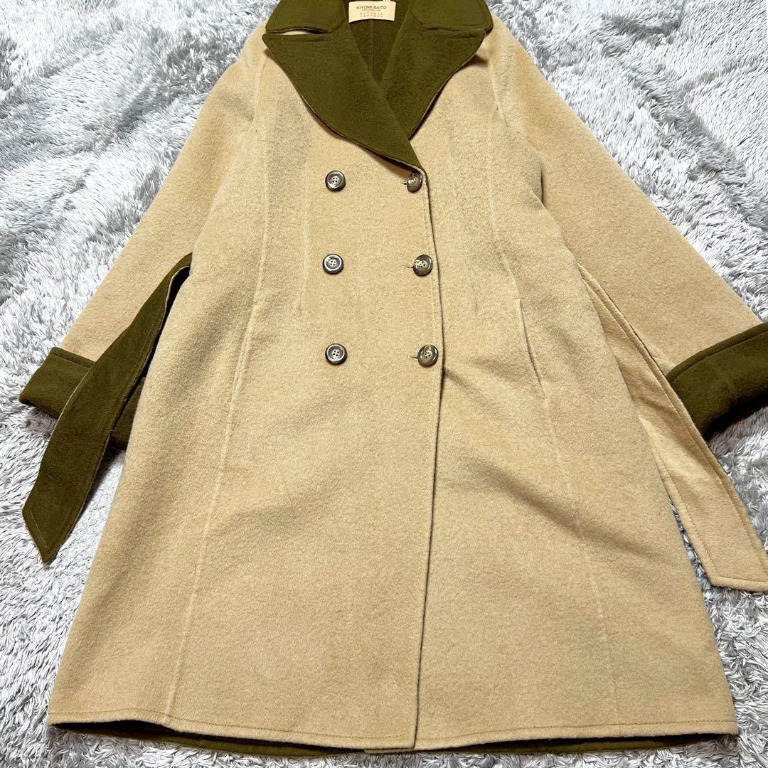 バーニーズニューヨーク イタリア製 ベルテッドコート ウール XL相当 美品