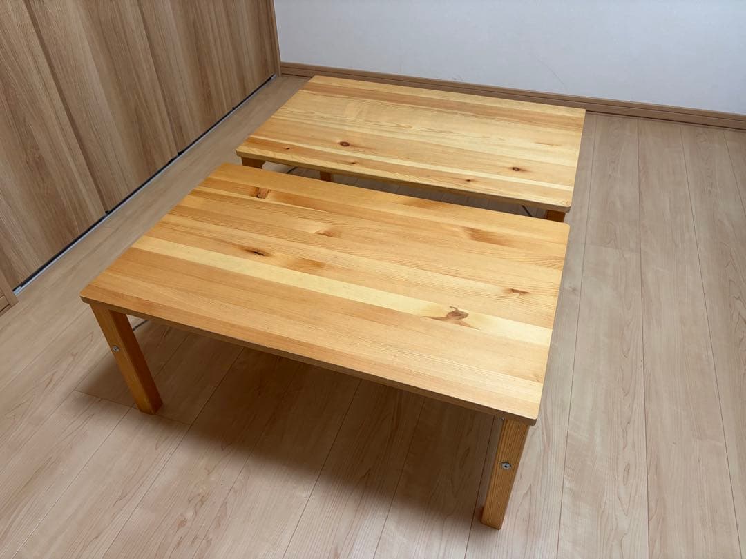 無印良品　パイン材ローテーブル・折りたたみ式×2