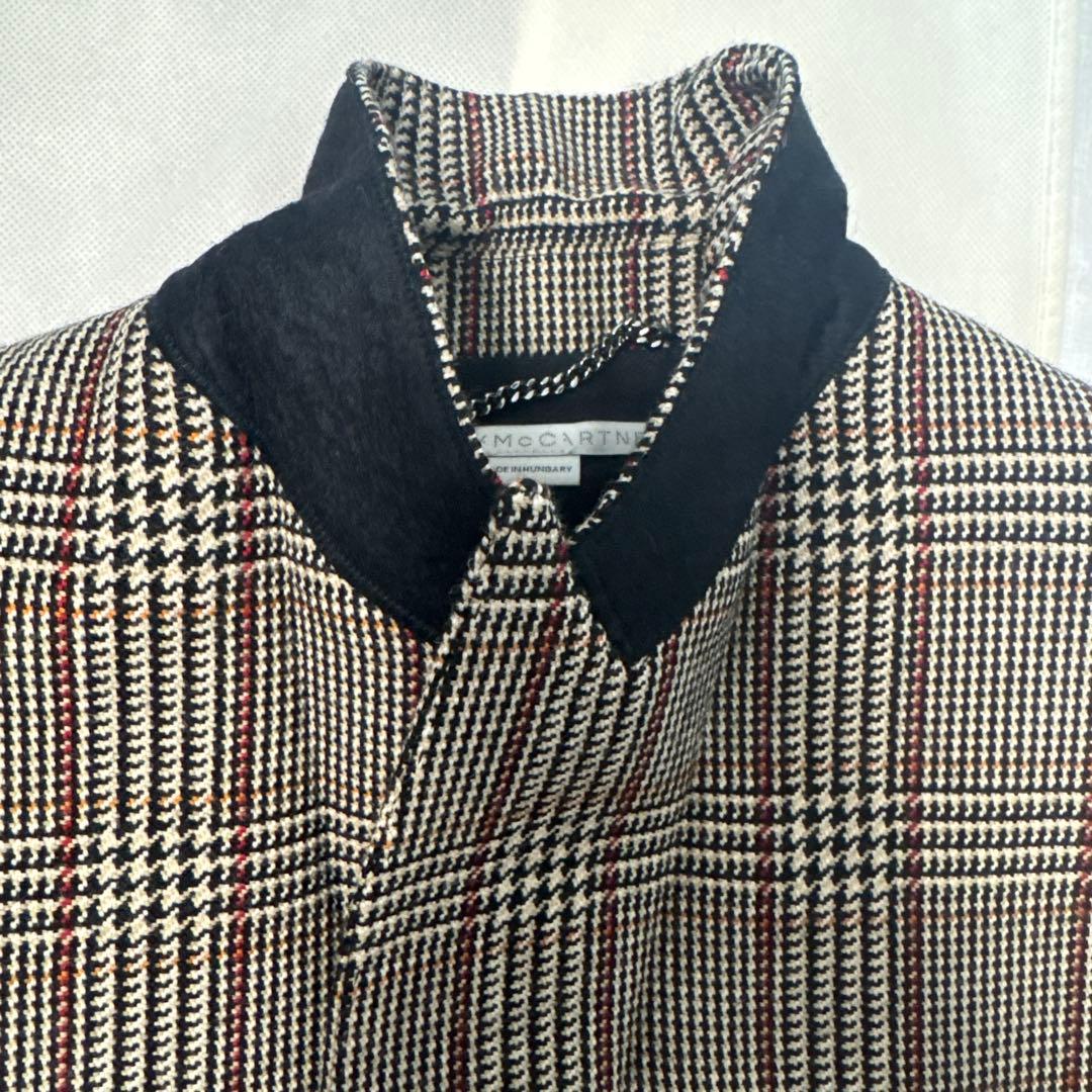 美品ステラマッカートニー チェックテーラードジャケット 薄手コートアウター