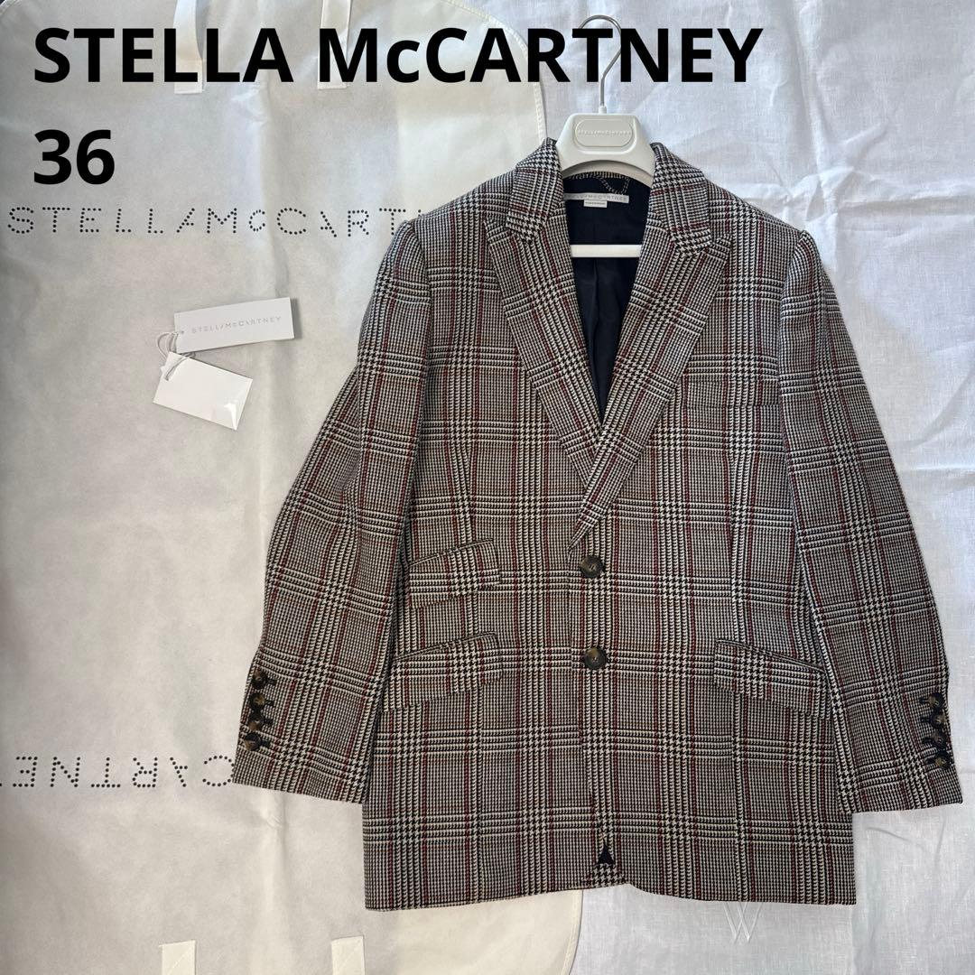 美品ステラマッカートニー チェックテーラードジャケット 薄手コートアウター
