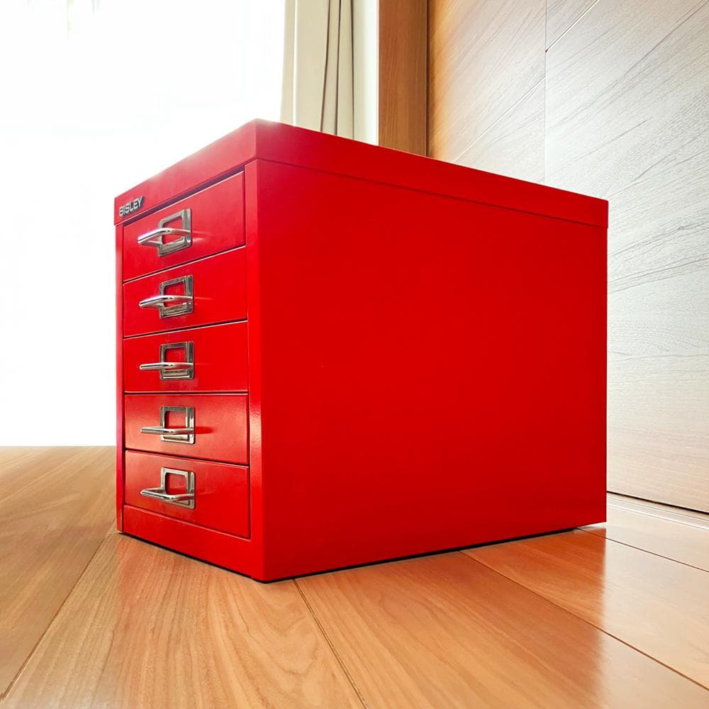 BISLEY ビスレー A4 引き出し 5段 スチール キャビネット red