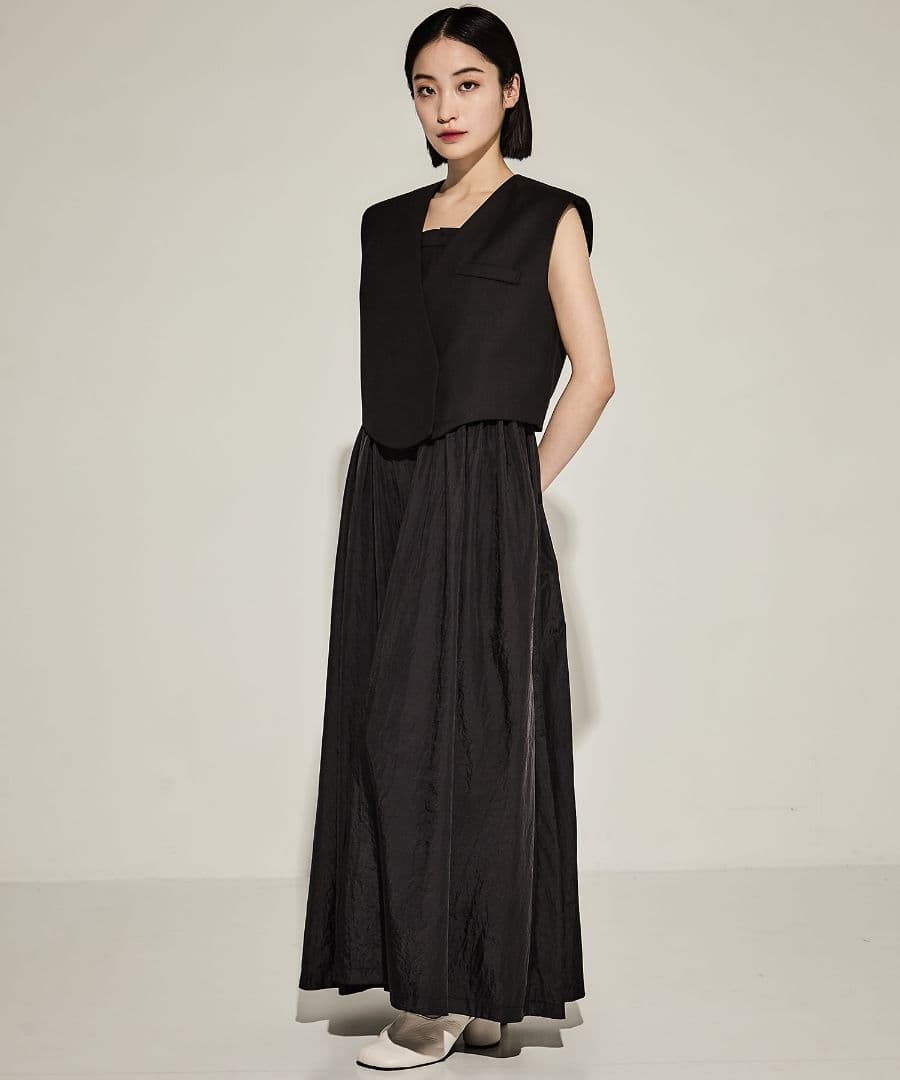 WAVE VEST WITH FLARE DRESS　AMERI vintage
