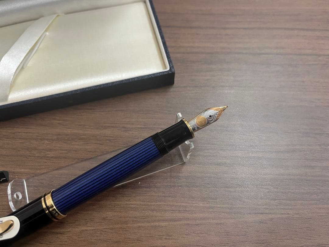 万年筆 専用ケース付き 青縞 高級筆記具