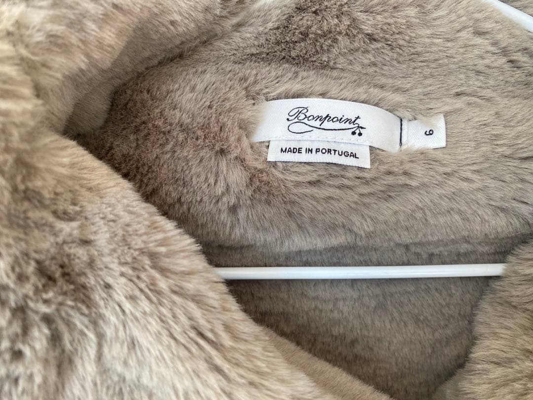 超美品 ボンポワン 襟ファージャケット 黒 6歳 120