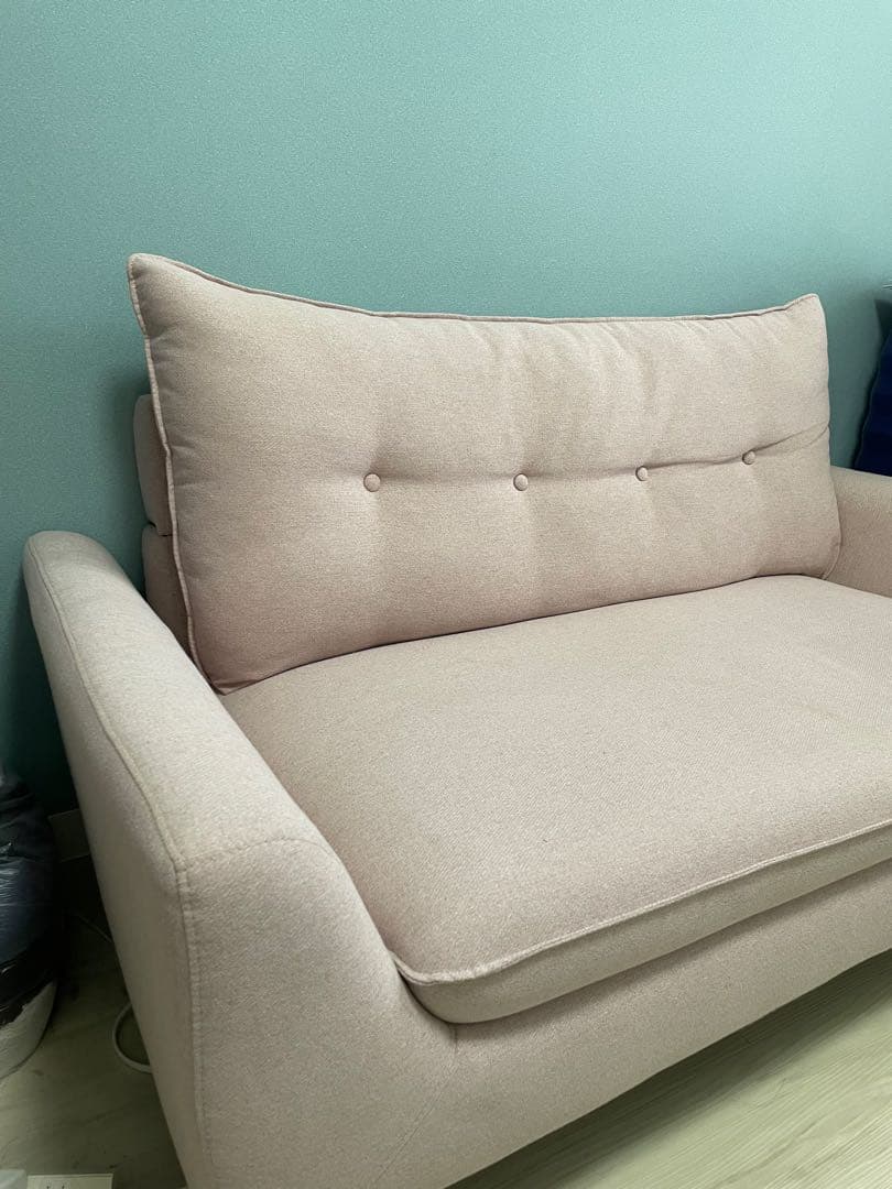 ニトリ 2人掛け ローソファにもなるコンパクトソファ 布張りタイプ ローズ