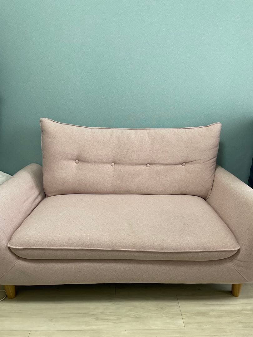 ニトリ 2人掛け ローソファにもなるコンパクトソファ 布張りタイプ ローズ