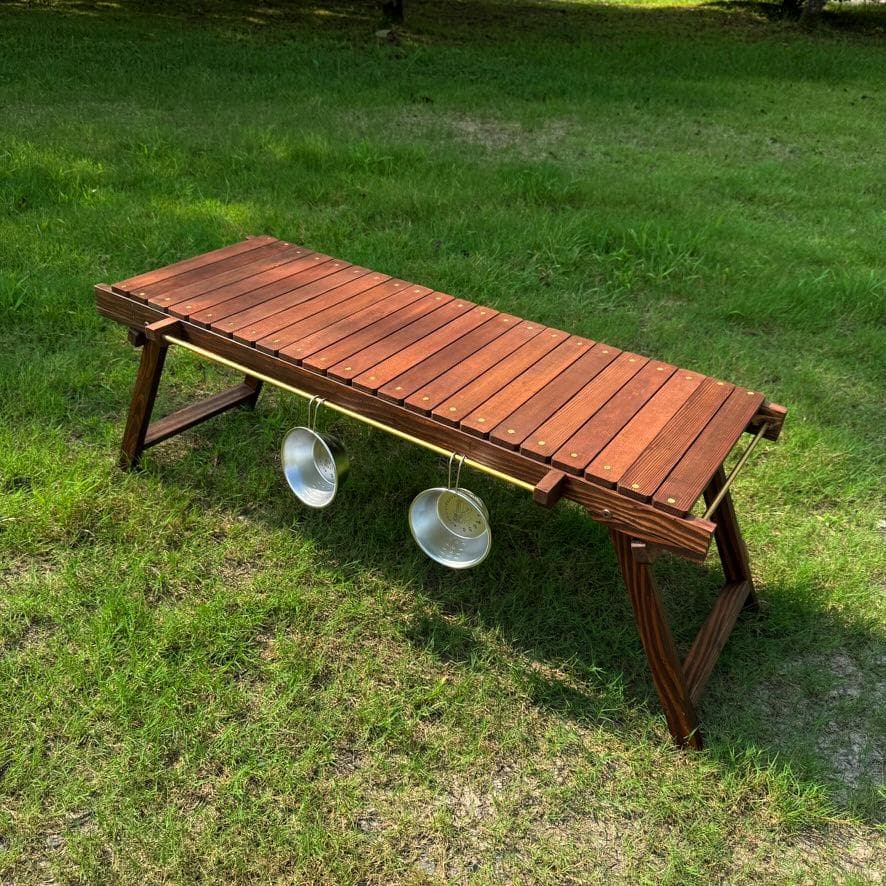 折りたたみローテーブル 真鍮シェラカップ掛け＆真鍮ビス igtテーブル