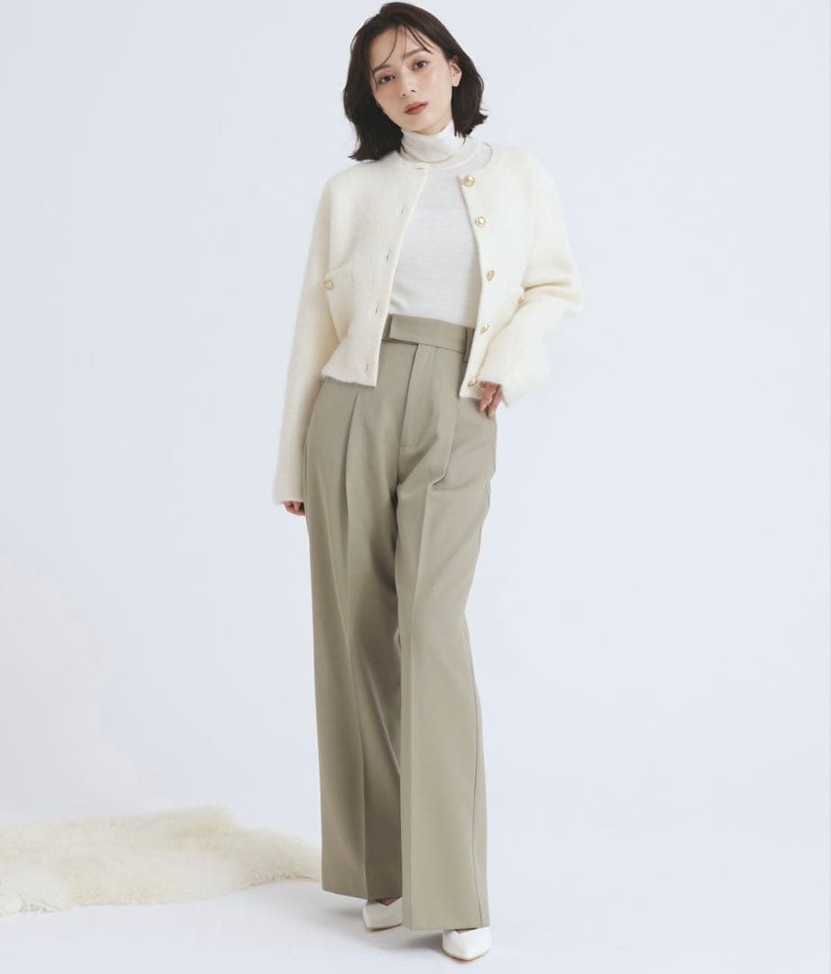 ma♡ 　anuans ノーカラーニットジャケット　ニットセット