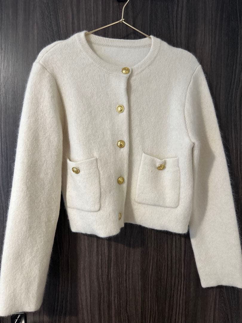 ma♡ 　anuans ノーカラーニットジャケット　ニットセット