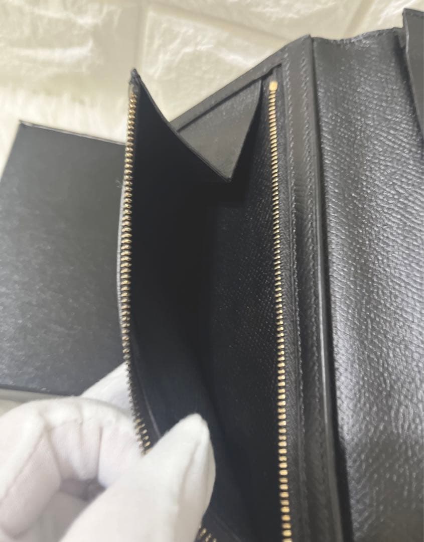 【美品】HERMESエルメス べアン スフレ 長財布 レザー ブラック 刻印有り