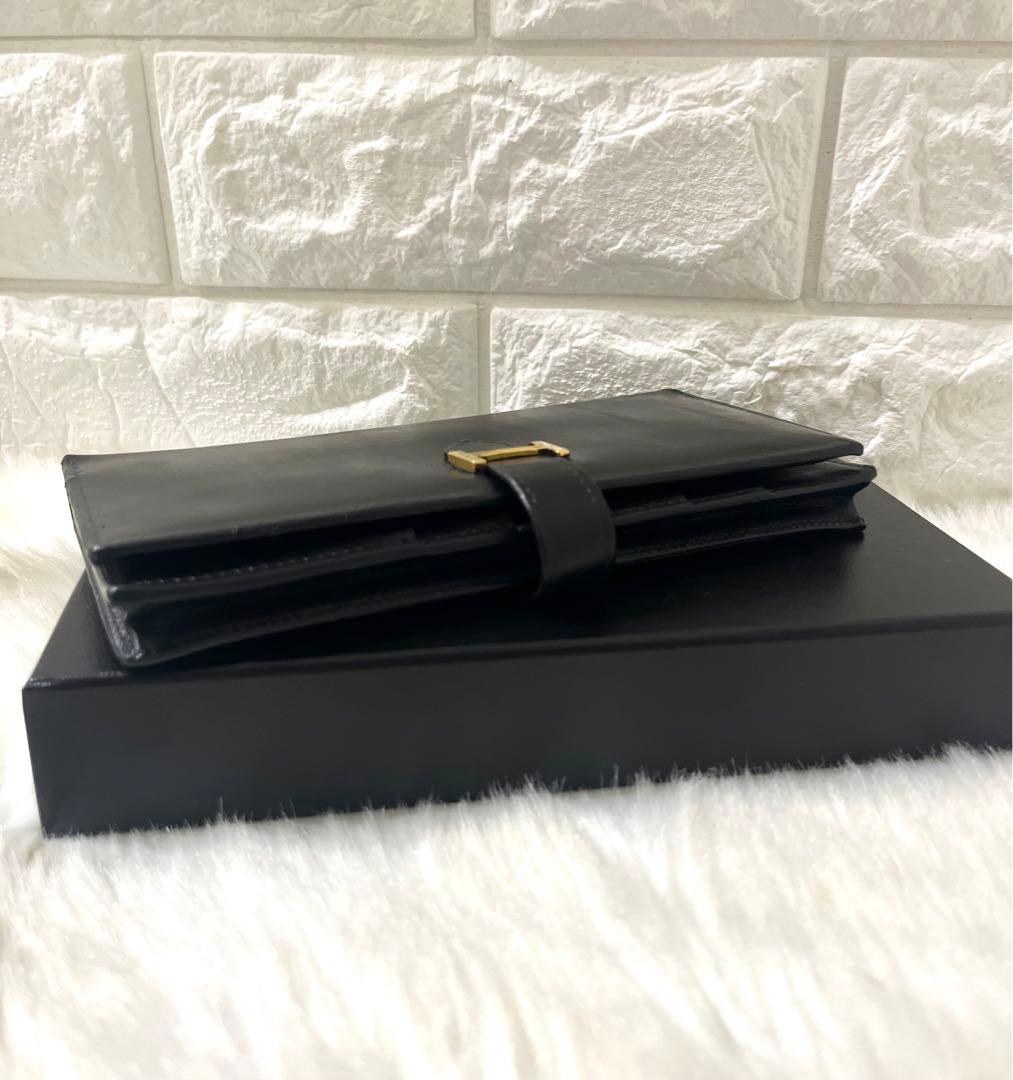 【美品】HERMESエルメス べアン スフレ 長財布 レザー ブラック 刻印有り