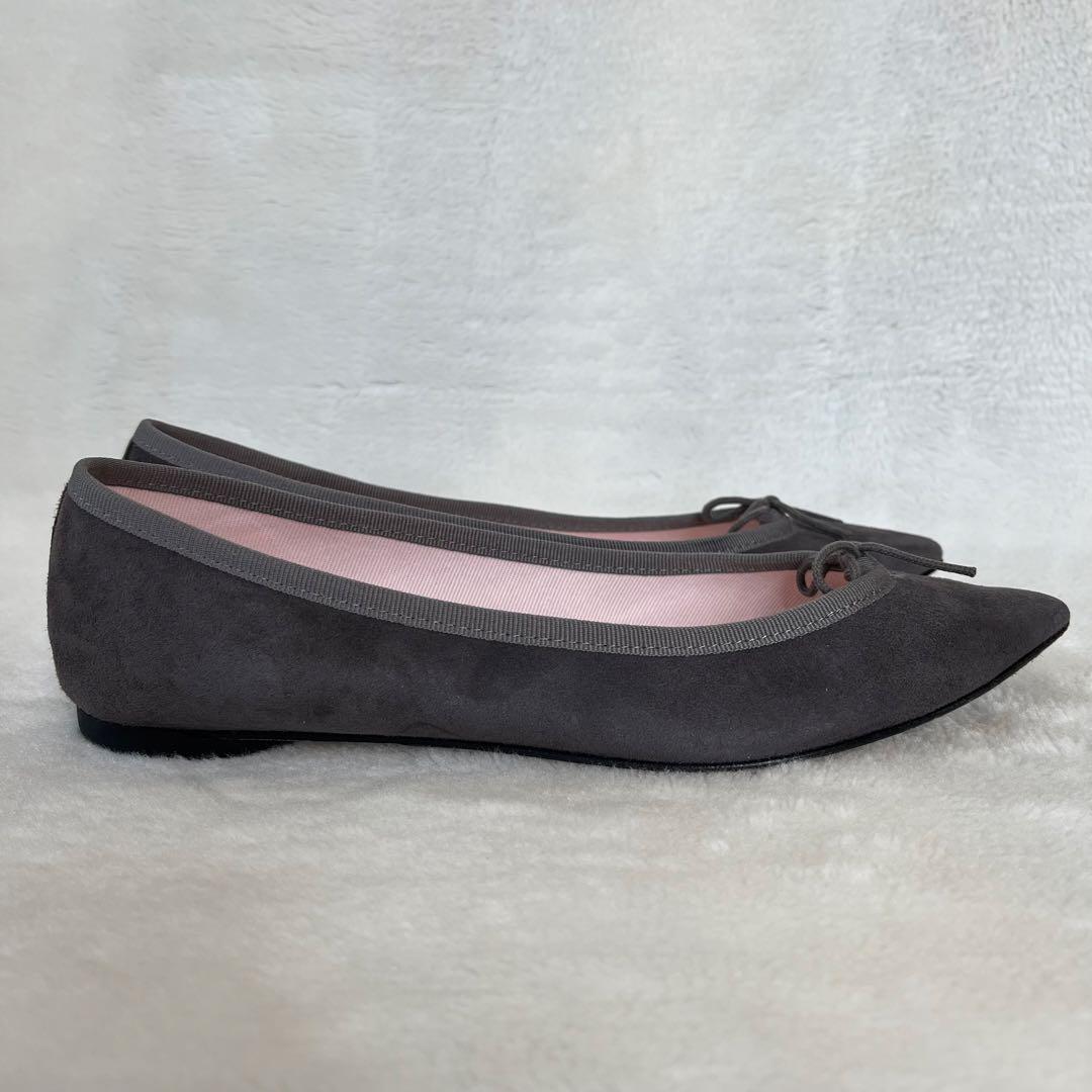 美品 箱付き☆レペット 38.5 グレー ブリジット ポインテッドトゥ バレエ