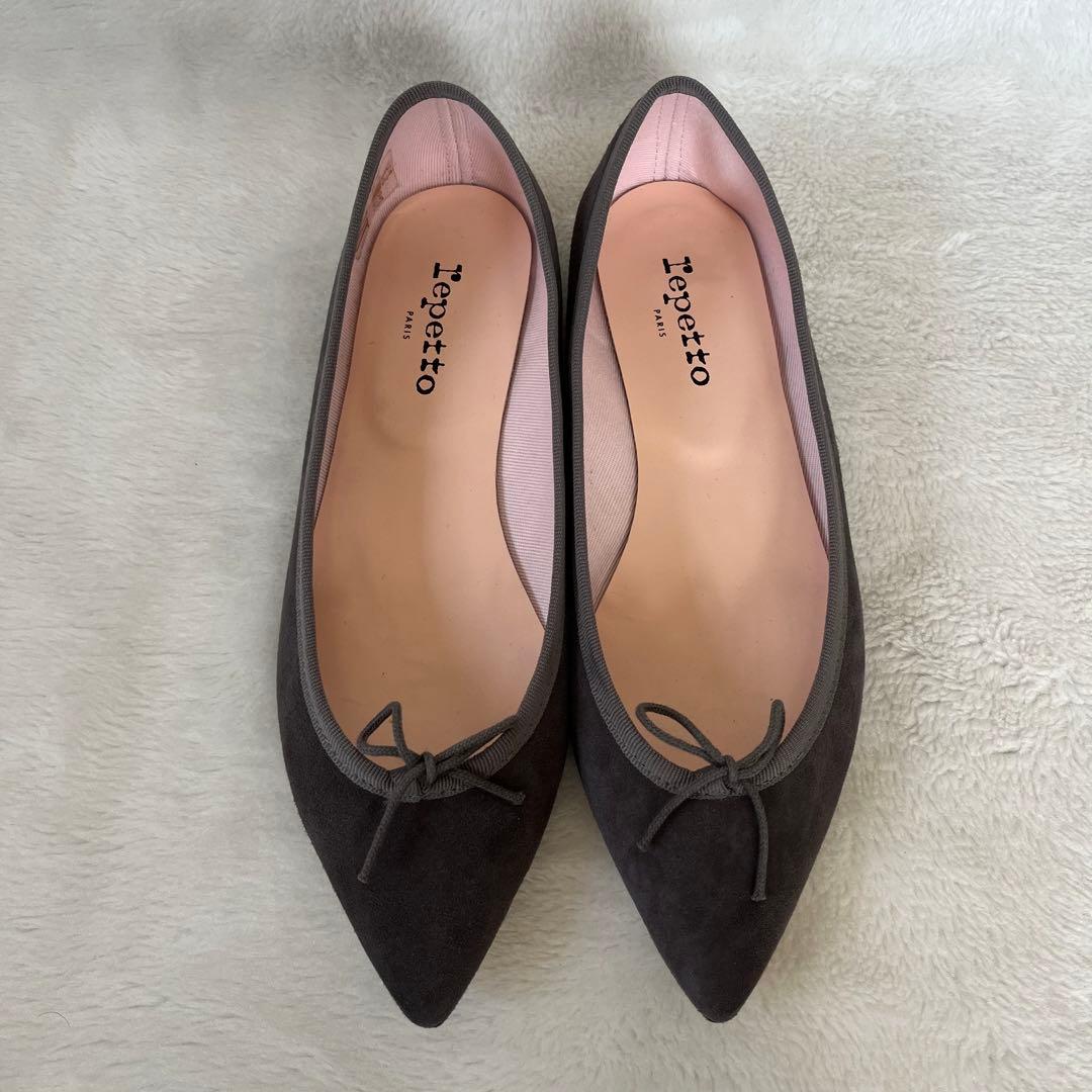 美品 箱付き☆レペット 38.5 グレー ブリジット ポインテッドトゥ バレエ