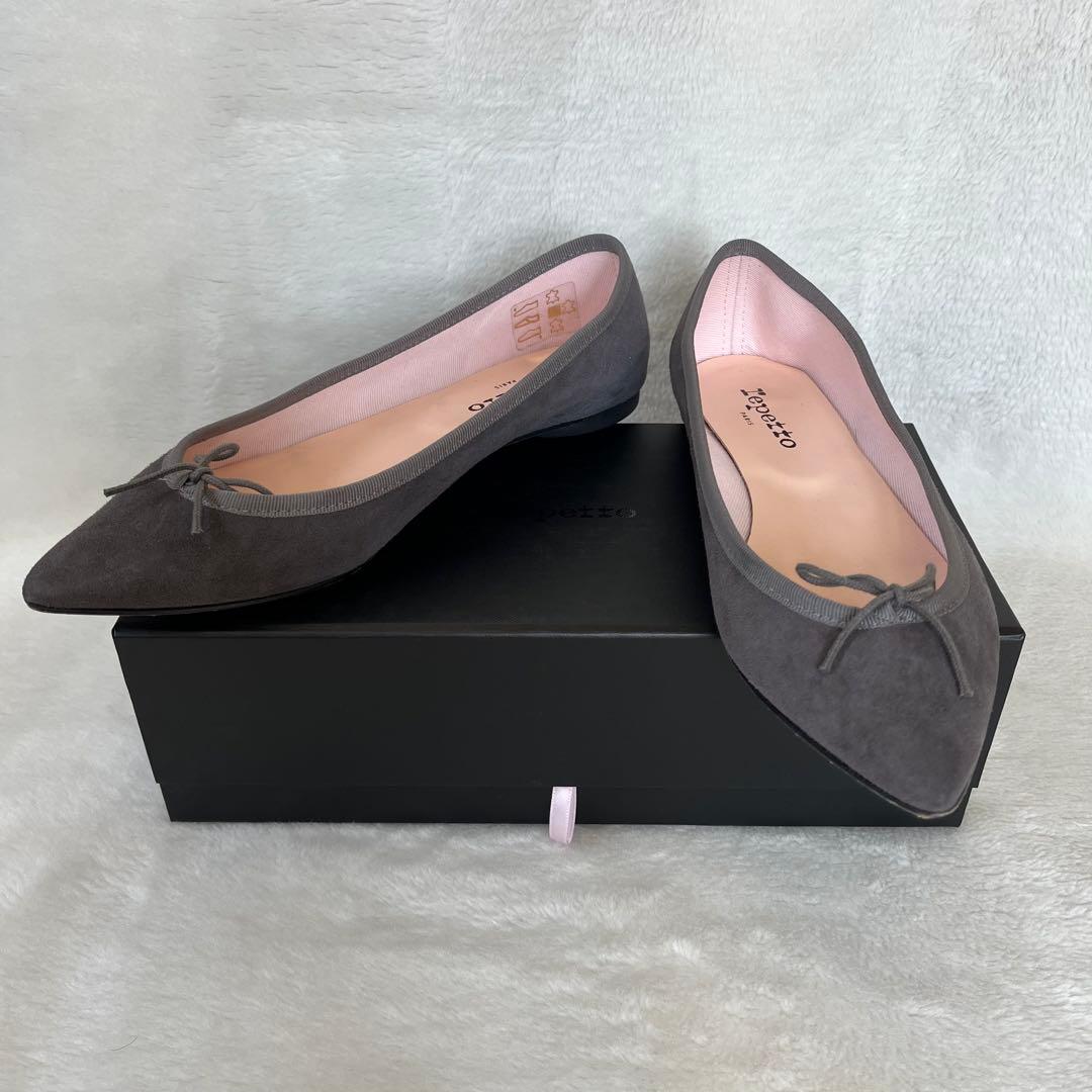 美品 箱付き☆レペット 38.5 グレー ブリジット ポインテッドトゥ バレエ