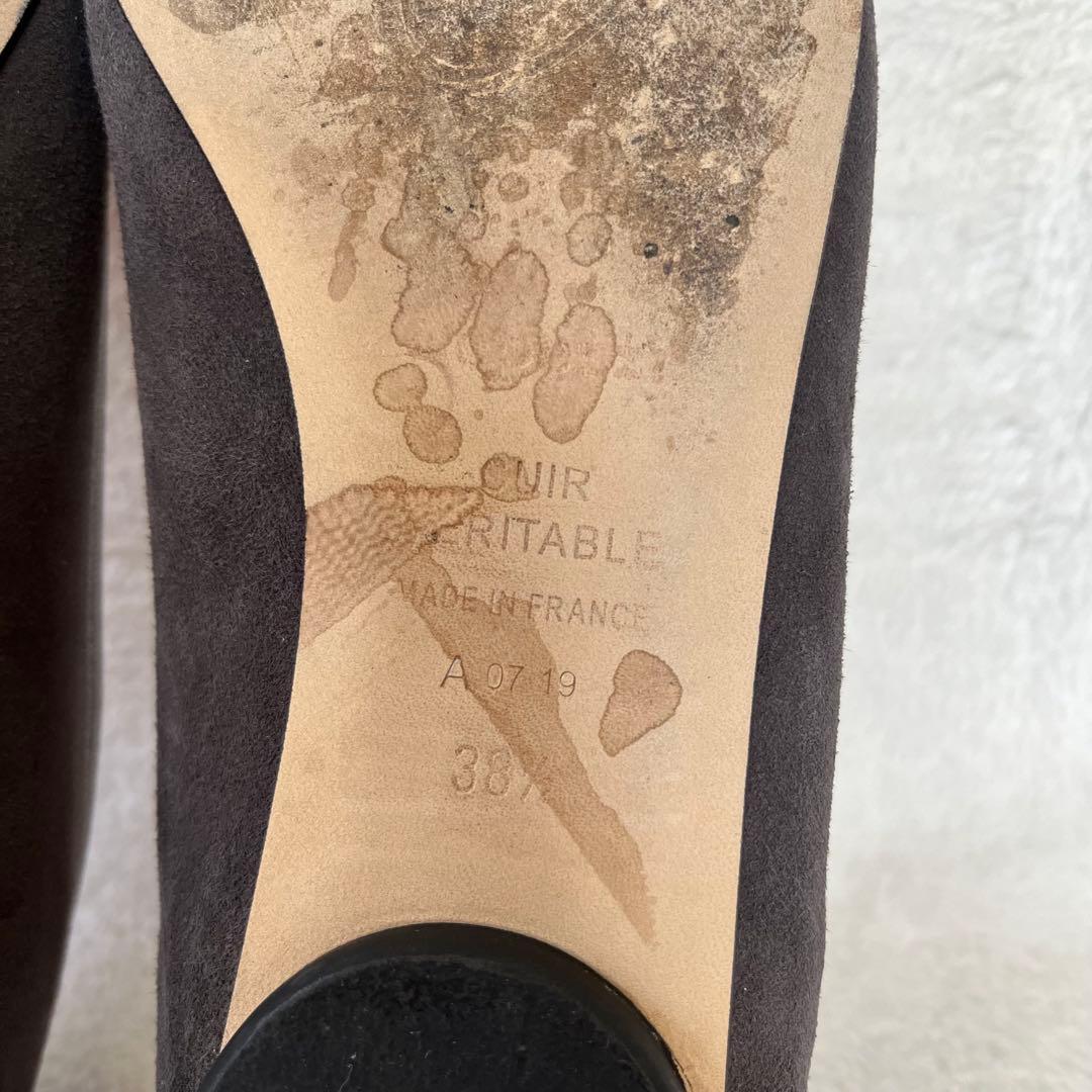 美品 箱付き☆レペット 38.5 グレー ブリジット ポインテッドトゥ バレエ