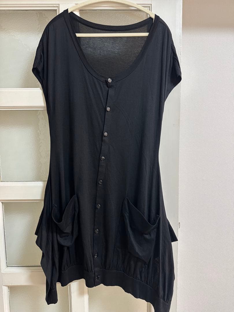 【美品】LIMI feu リミフゥ アシンメトリー ロングジレ ベスト 黒 S