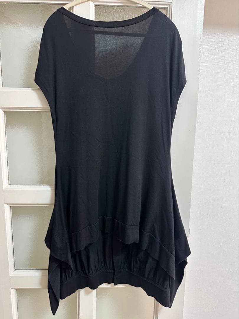 【美品】LIMI feu リミフゥ アシンメトリー ロングジレ ベスト 黒 S