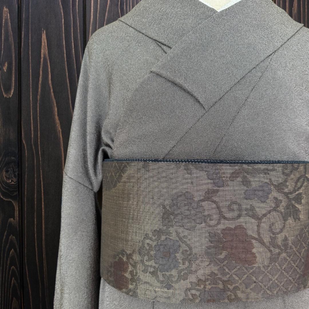 *着物反物*　辻ヶ花大島と十日町紬亀甲　大人の兵児帯　半幅帯　長尺470cm