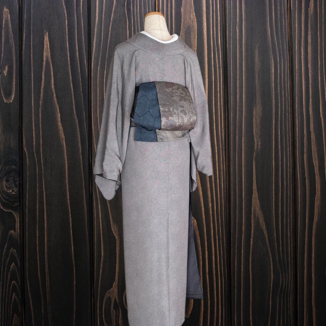 *着物反物*　辻ヶ花大島と十日町紬亀甲　大人の兵児帯　半幅帯　長尺470cm