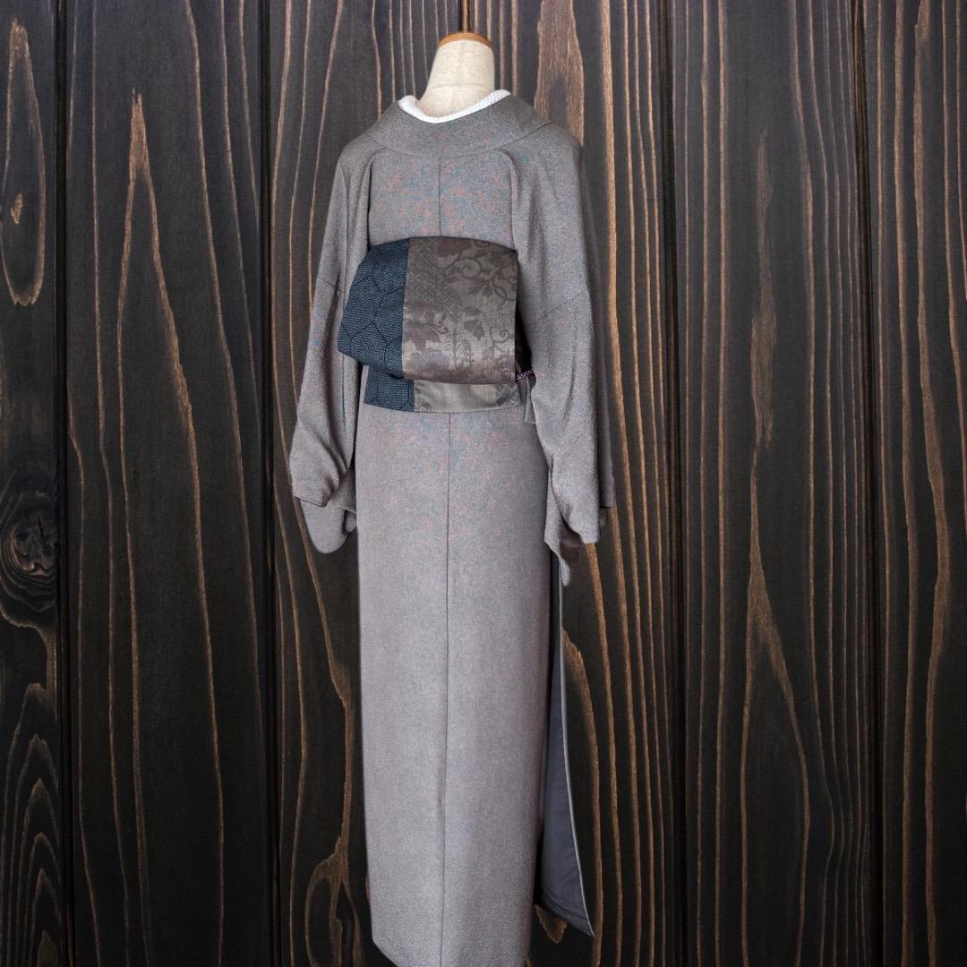 *着物反物*　辻ヶ花大島と十日町紬亀甲　大人の兵児帯　半幅帯　長尺470cm