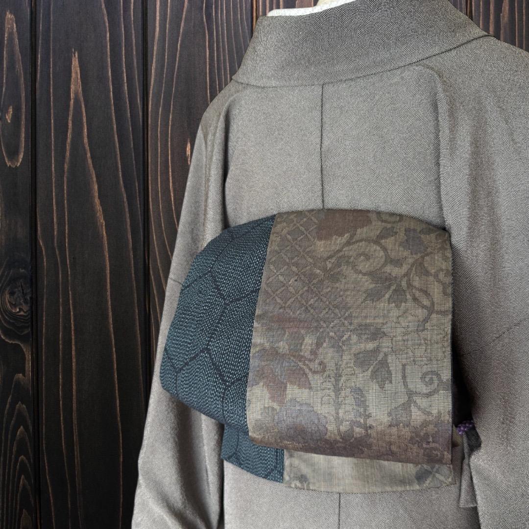 *着物反物*　辻ヶ花大島と十日町紬亀甲　大人の兵児帯　半幅帯　長尺470cm