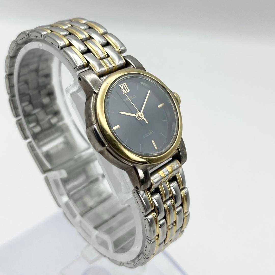SEIKO LUCENT レディース腕時計 黒文字盤 ゴールドコンビ 稼働品