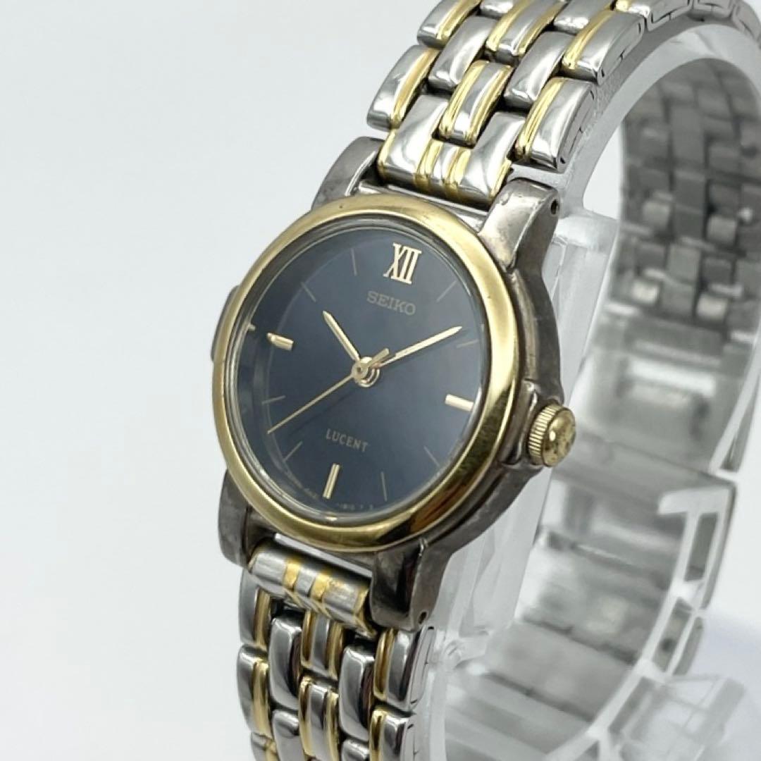 SEIKO LUCENT レディース腕時計 黒文字盤 ゴールドコンビ 稼働品