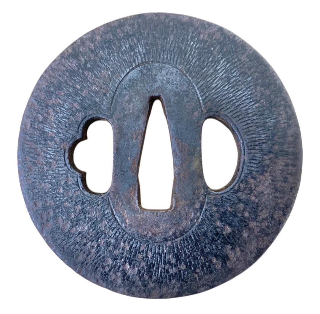 HFD2020 ★認定書付★ 日本刀 阿弥陀 鑢鐔 銘加賀寄 鍔 つば