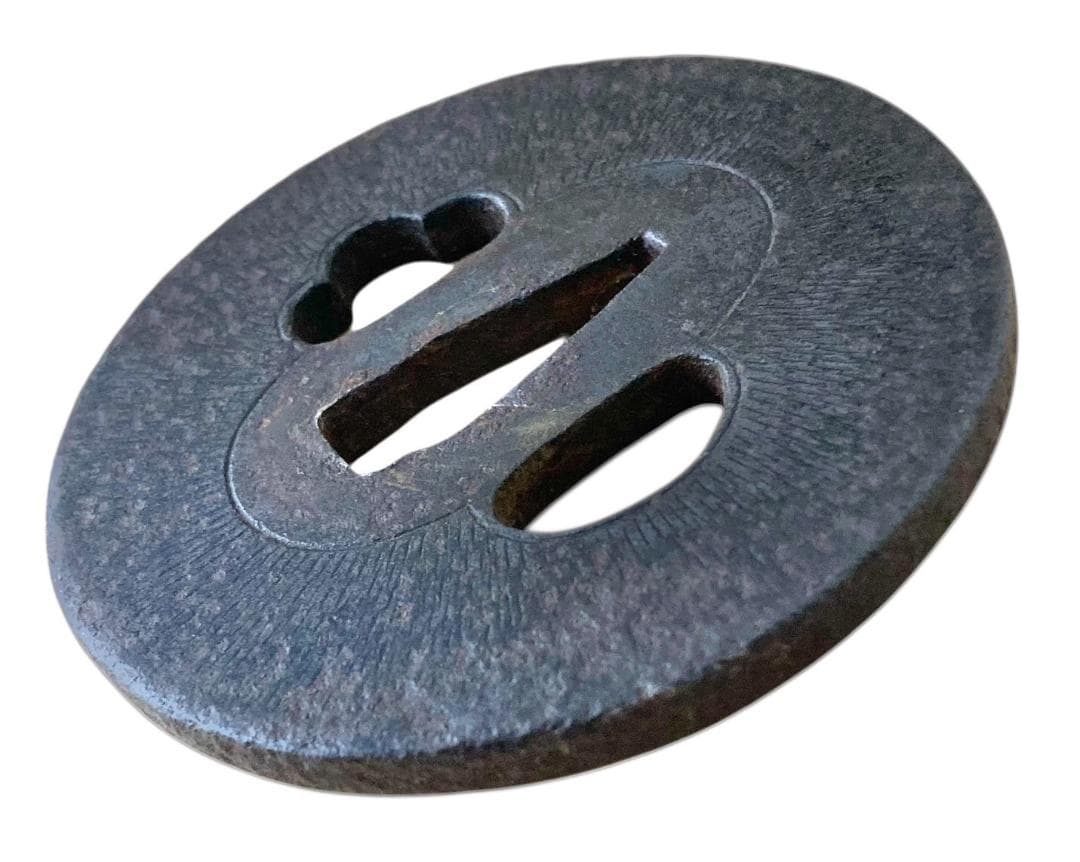 HFD2020 ★認定書付★ 日本刀 阿弥陀 鑢鐔 銘加賀寄 鍔 つば