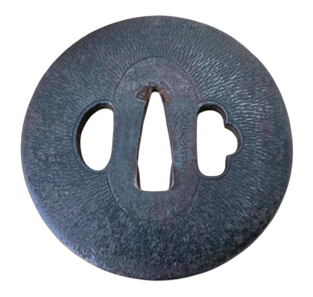 HFD2020 ★認定書付★ 日本刀 阿弥陀 鑢鐔 銘加賀寄 鍔 つば