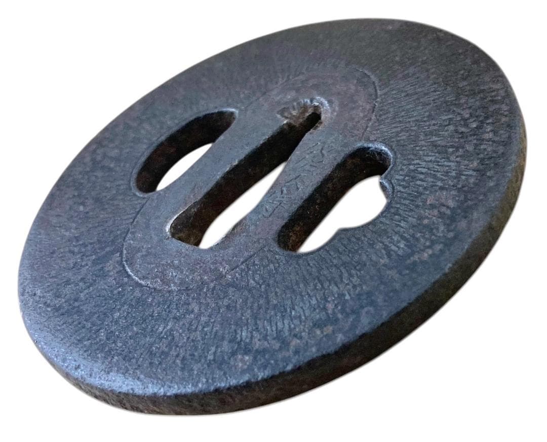 HFD2020 ★認定書付★ 日本刀 阿弥陀 鑢鐔 銘加賀寄 鍔 つば