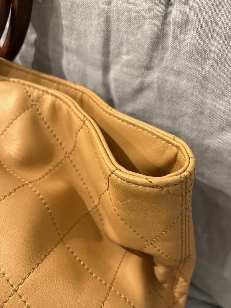 CHANEL 激レア マトラッセ ベージュ ウッドハンドル 袋 カード付