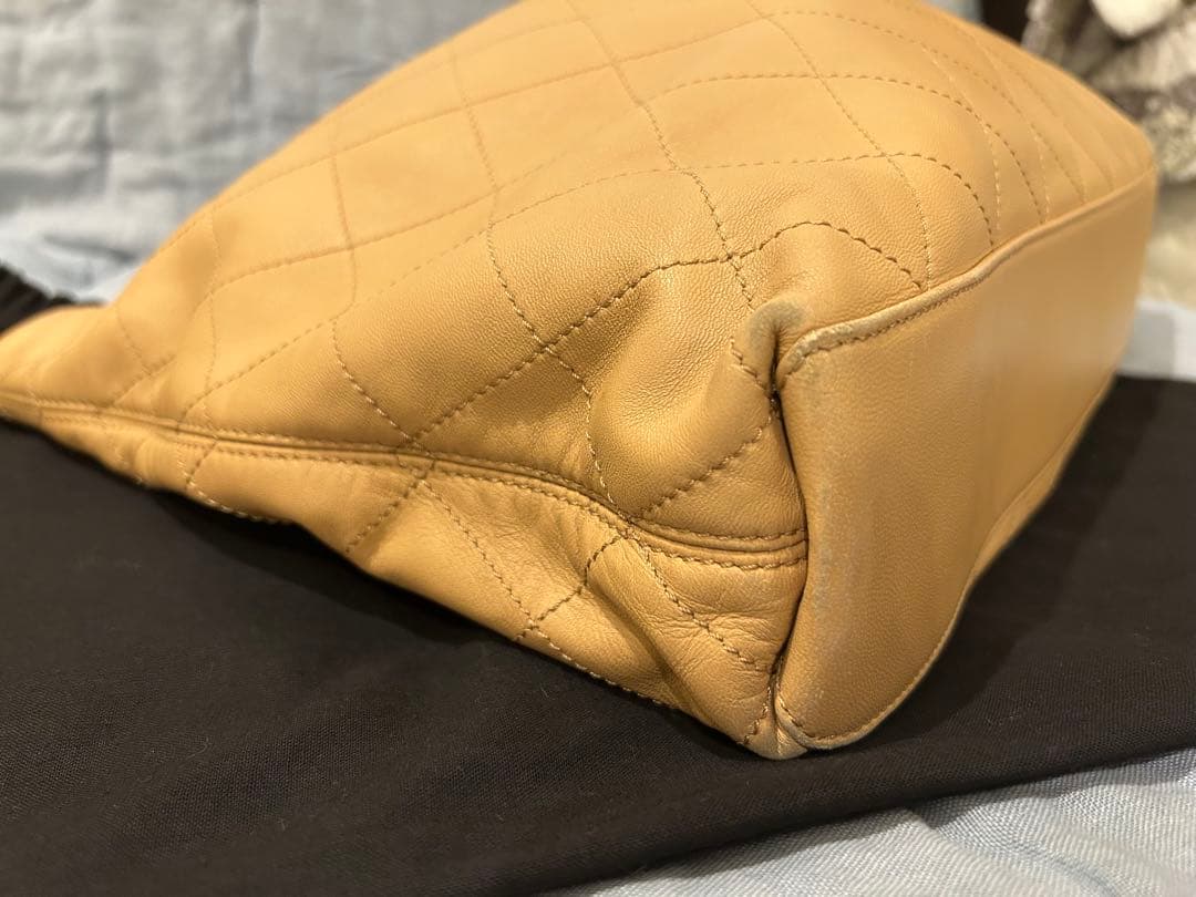 CHANEL 激レア マトラッセ ベージュ ウッドハンドル 袋 カード付